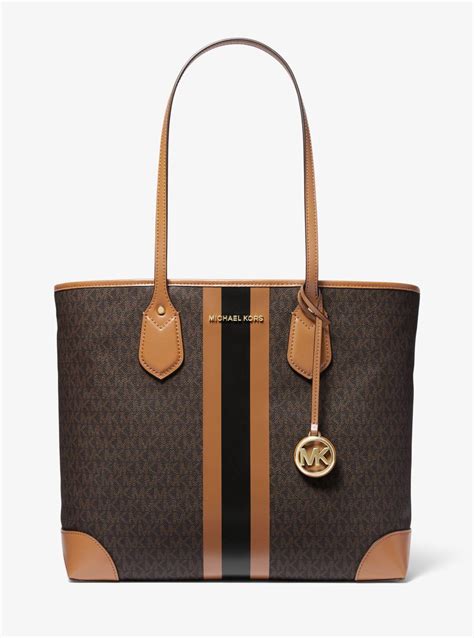 MICHAEL Michael Kors Eva Large Logo Stripe Tote Bag 